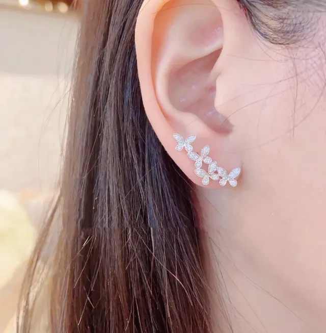 Floral Vine Pavé Crystal Stud Earrings 9