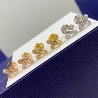 Fred X Gold Silver Pavé-Set Earrings