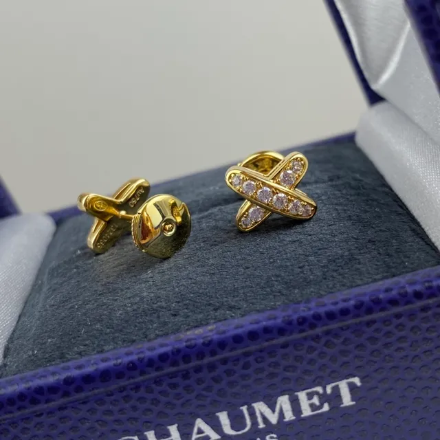 Fred X Gold Silver Pavé-Set Earrings 2