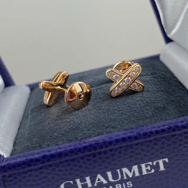 Fred X Gold Silver Pavé-Set Earrings 3