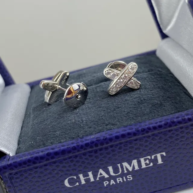 Fred X Gold Silver Pavé-Set Earrings 4