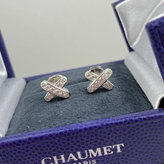 Fred X Gold Silver Pavé-Set Earrings 5