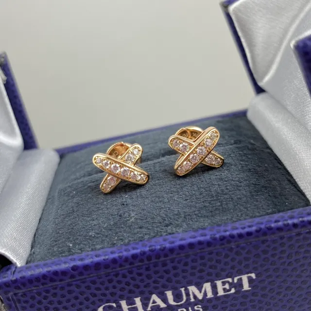 Fred X Gold Silver Pavé-Set Earrings 6