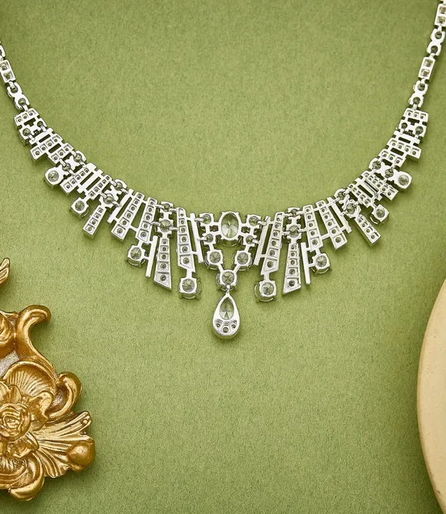 Geometric Diamond-Set Art Deco Style Necklace 2