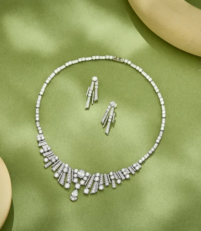 Geometric Diamond-Set Art Deco Style Necklace 6