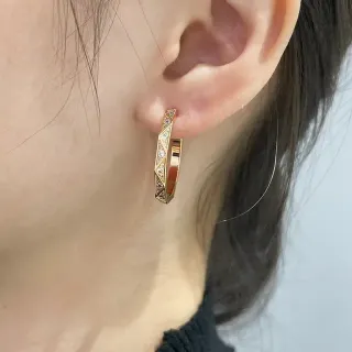Geometric Pavé Rose Gold Hoop Earrings