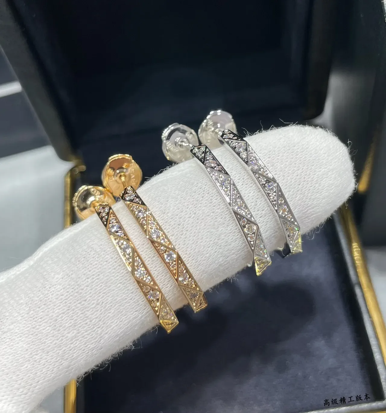 Geometric Pavé Rose Gold Hoop Earrings 2