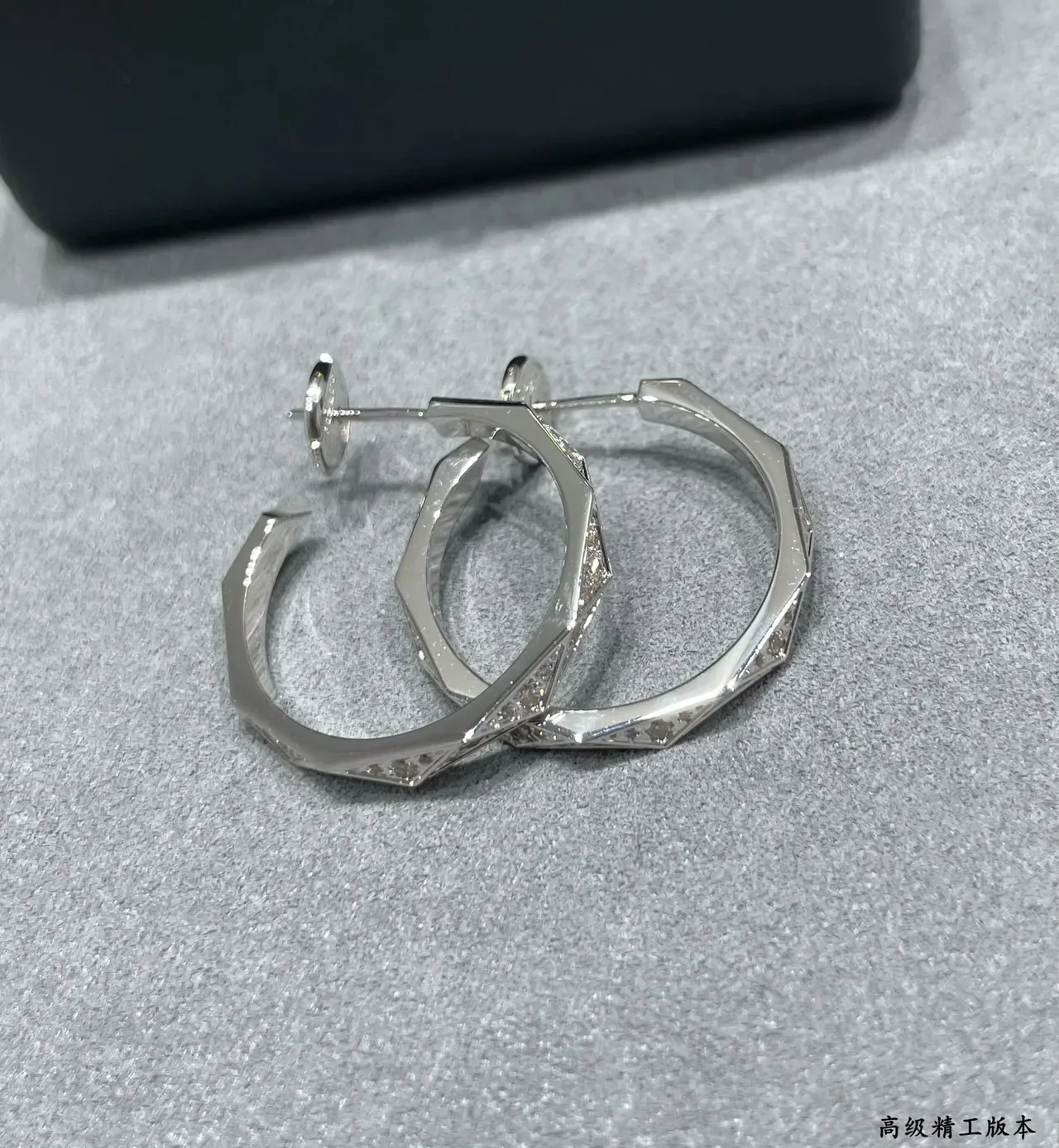 Geometric Pavé Rose Gold Hoop Earrings 3