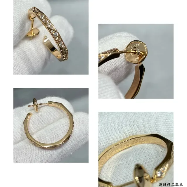 Geometric Pavé Rose Gold Hoop Earrings 5