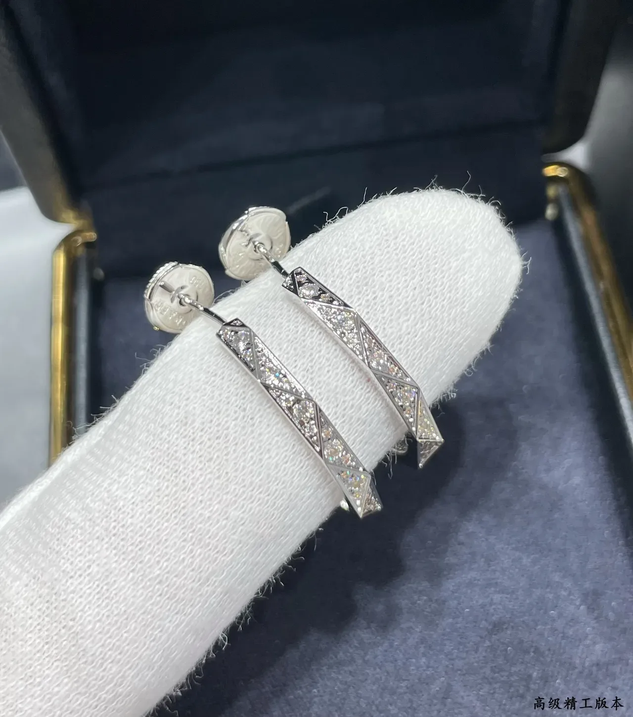 Geometric Pavé Rose Gold Hoop Earrings 6