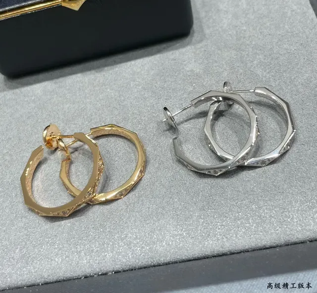 Geometric Pavé Rose Gold Hoop Earrings 8