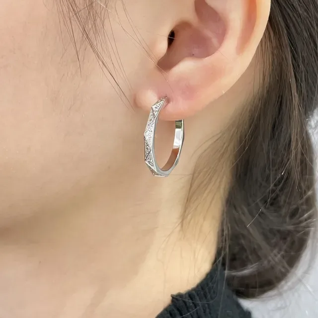 Geometric Pavé Rose Gold Hoop Earrings 9