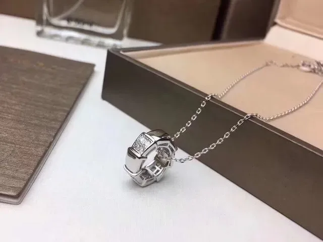 Geometric Pavé-Set Open-Ring Pendant Necklaces 3