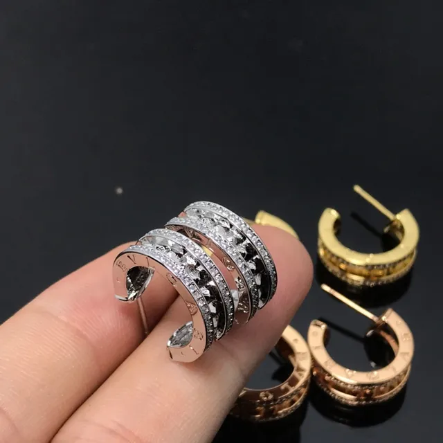 Gold and Silver Multi-Band Pavé Textured Hinged Hoop Earrings 4