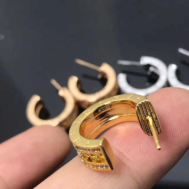 Gold and Silver Multi-Band Pavé Textured Hinged Hoop Earrings 5