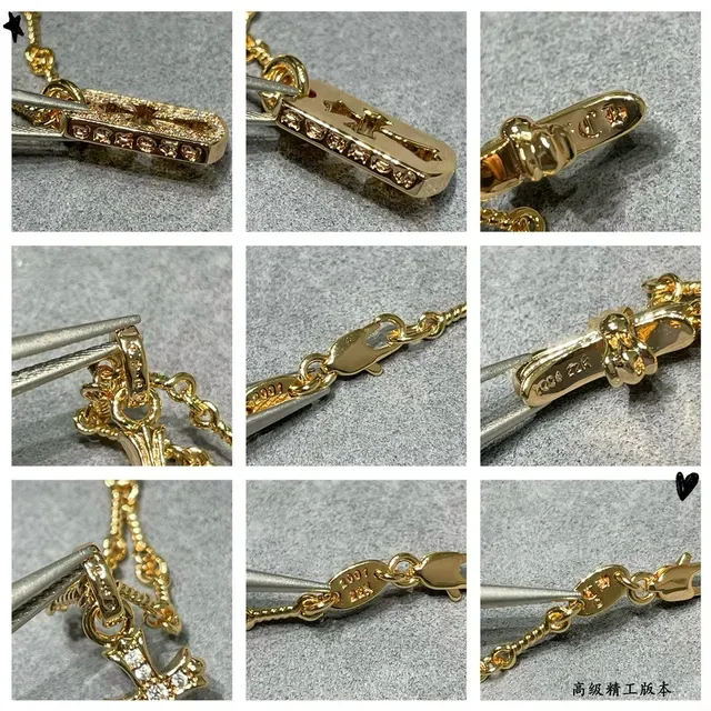Gold and Silver Tone Dog Tag Cross Pendant Necklaces 5