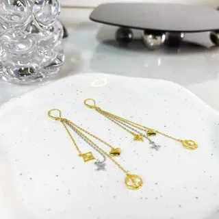Gold and Silver Tone Multi-Chain Tassel Charm Earrings
