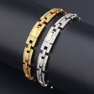 Braceletes de elos Pavé Crystal em tom dourado e prata