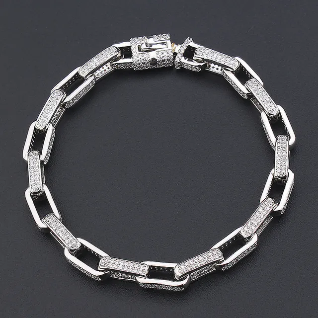 Gold and Silver Tone Pavé-Set Chunky Link Bracelets 3