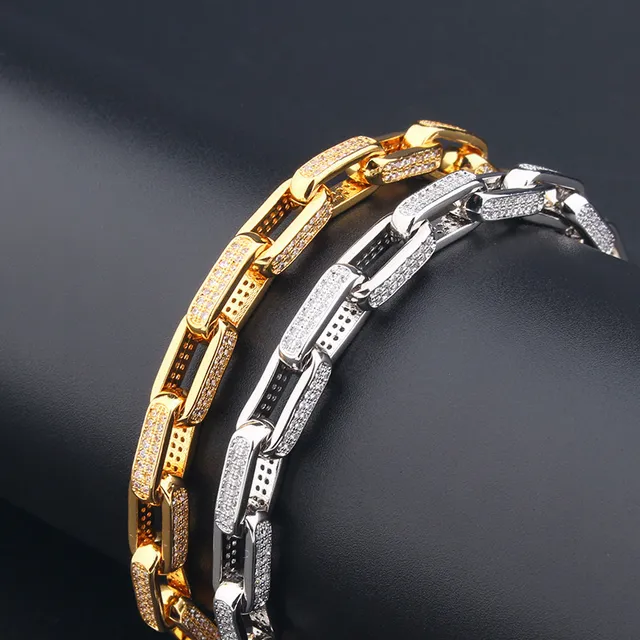 Gold and Silver Tone Pavé-Set Chunky Link Bracelets 4