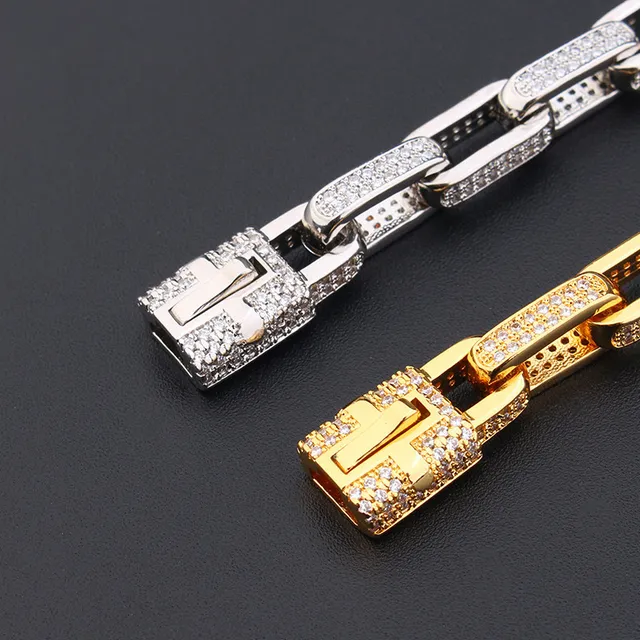 Gold and Silver Tone Pavé-Set Chunky Link Bracelets 6