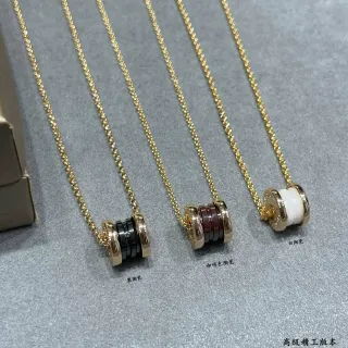 金色桶形陶瓷吊坠金属端盖项链