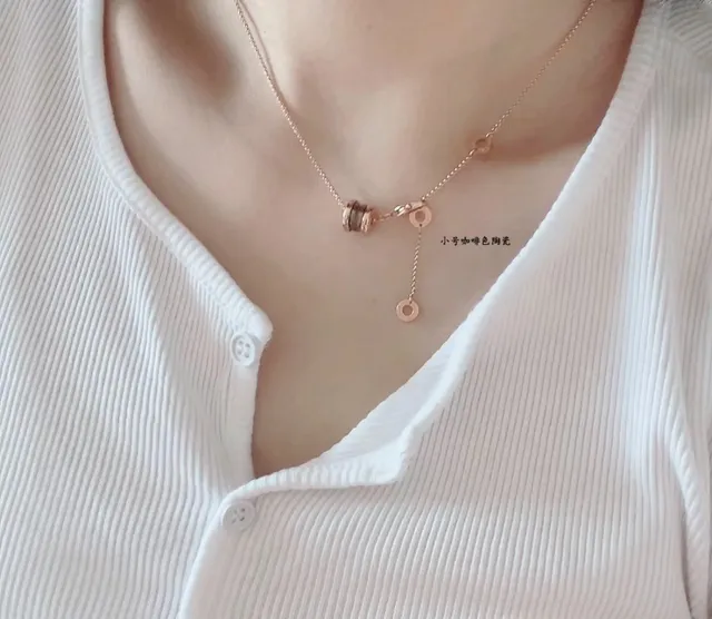 Gold Barrel-Shaped Ceramic Pendant Metal End Caps Necklace 9