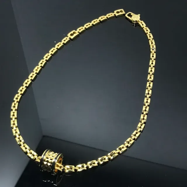 Colar Charms Barril Geométrico Facetado Ouro Preto Bandas Inlay 3
