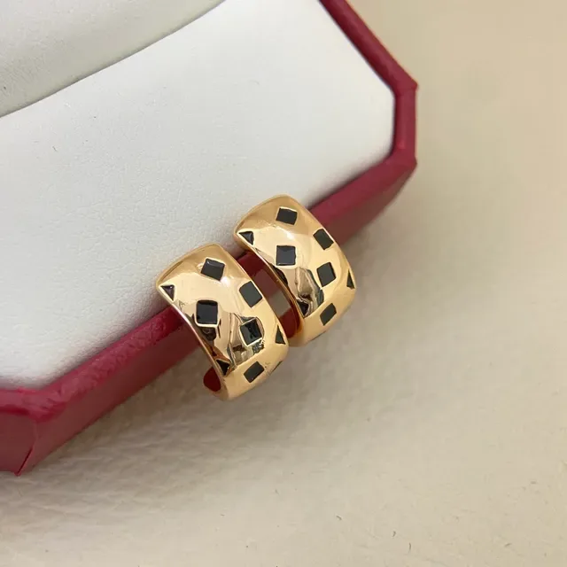 Gold Black Metallic Band Square Inlay Pattern Ring 2