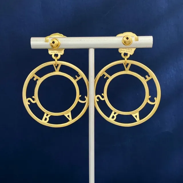 Gold Blue Hoop Sculpted Lion-Head Top Earrings 2