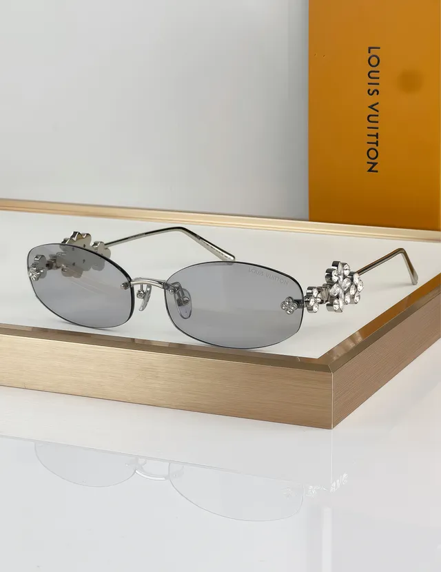 Gold Brown Rimless Decorative Cutout Motif Sunglasses 3