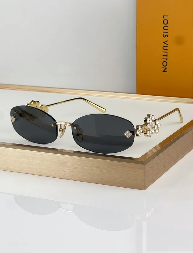 Gold Brown Rimless Decorative Cutout Motif Sunglasses 4