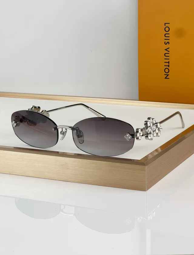 Gold Brown Rimless Decorative Cutout Motif Sunglasses 7