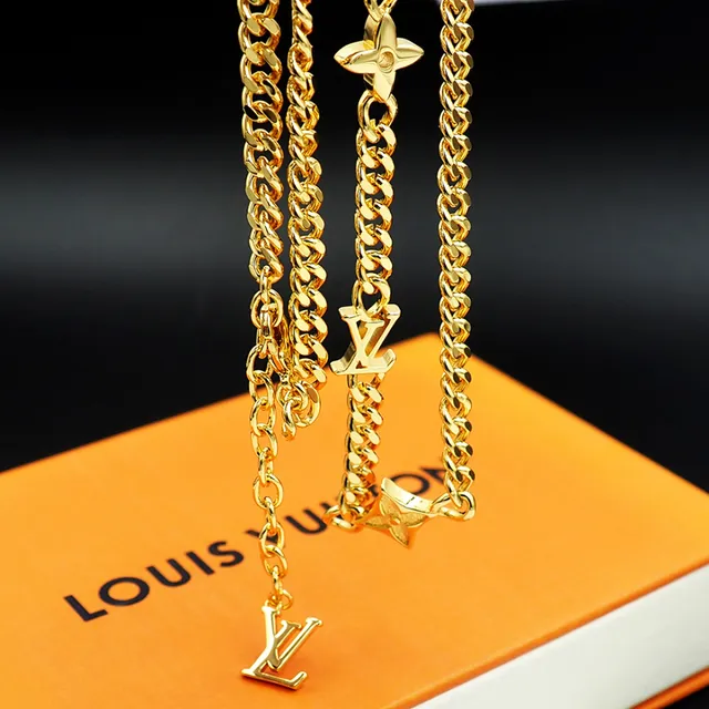 Gold Curb Chain Metal Necklace 4