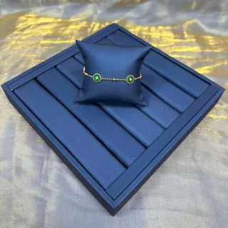 Bracelete Corrente Dourada Discos Esmaltados Verdes