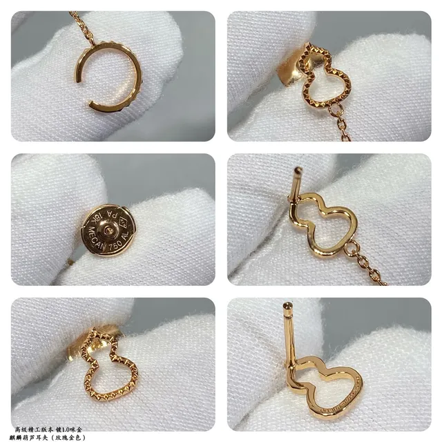 Gold Heart-Shaped Chain Dangle Earrings 5