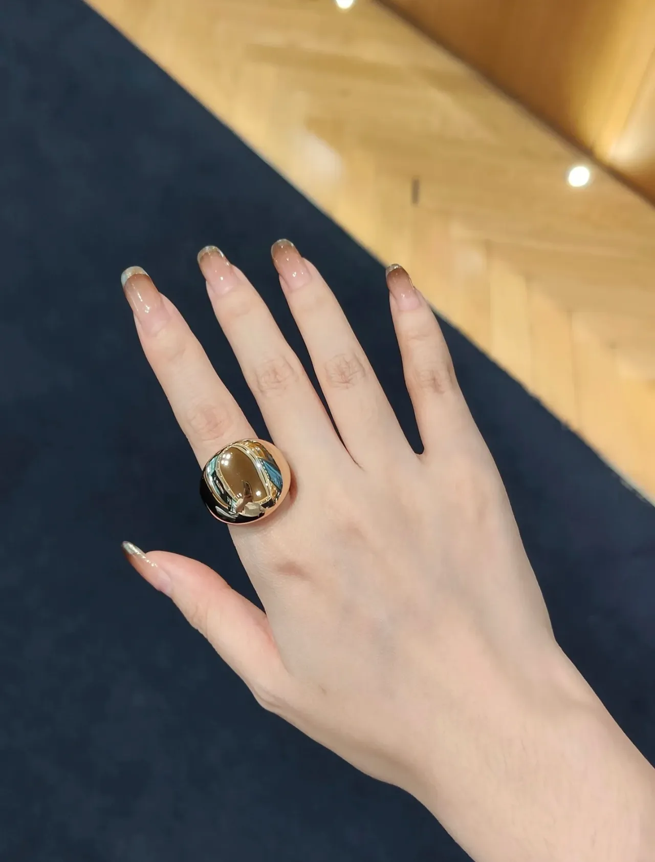 Gold Navy Spherical Polished Metal Jewelry 3