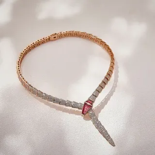 Oro Rosa Diseño de Enlaces Articulados Pavé-Set Diamantes Collar