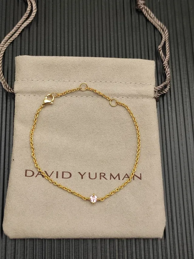 Gold Pink Rope Chain Single Square-Cut Gemstone Bracelet 10