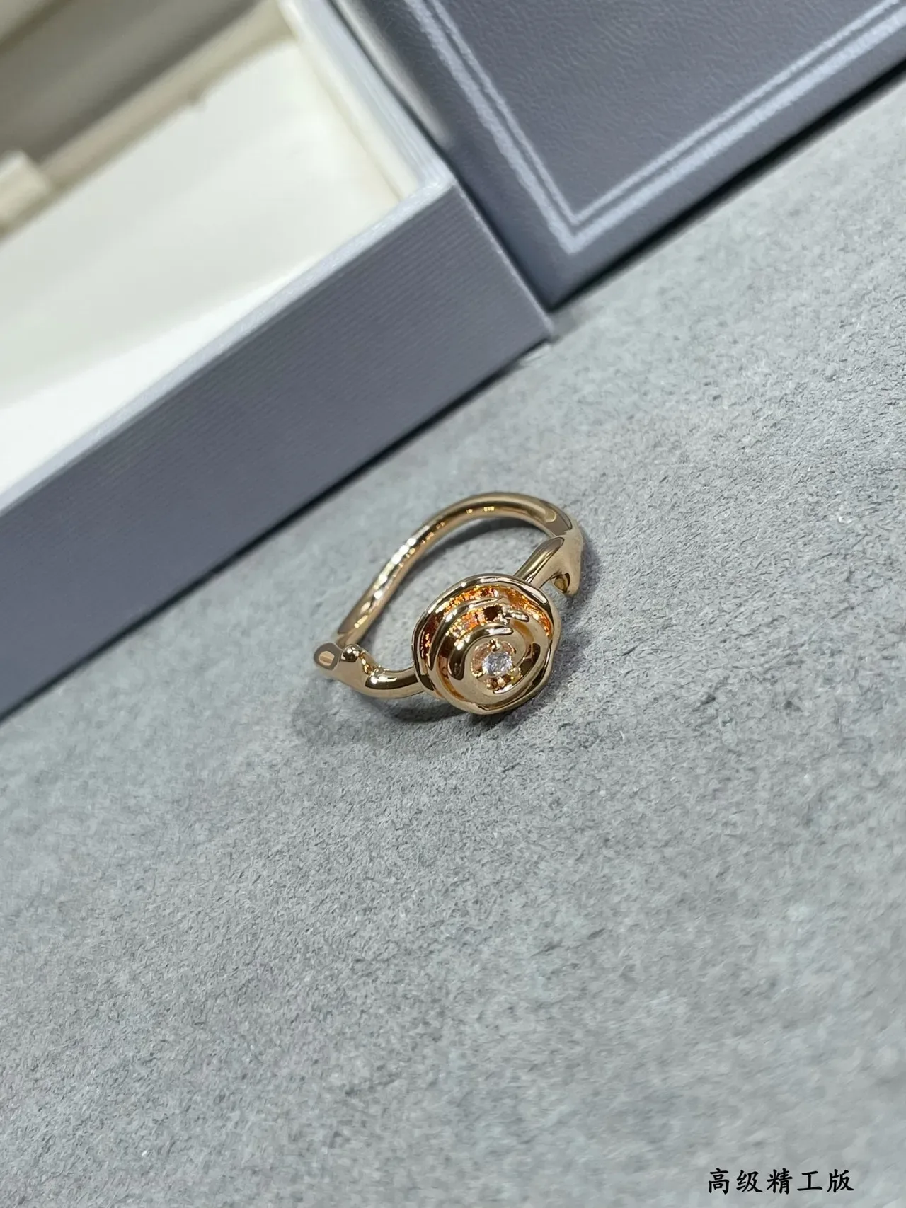Gold Pink Spiral Floral Motif Ring 6