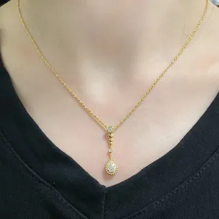 金色绳链泪滴镶钻吊坠项链