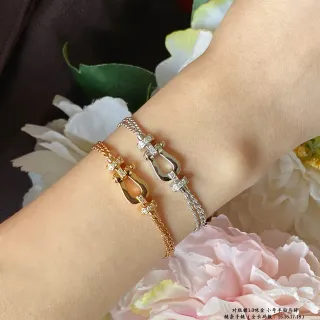 Pulsera de eslabones de cadena con cierre de herradura de oro y plata