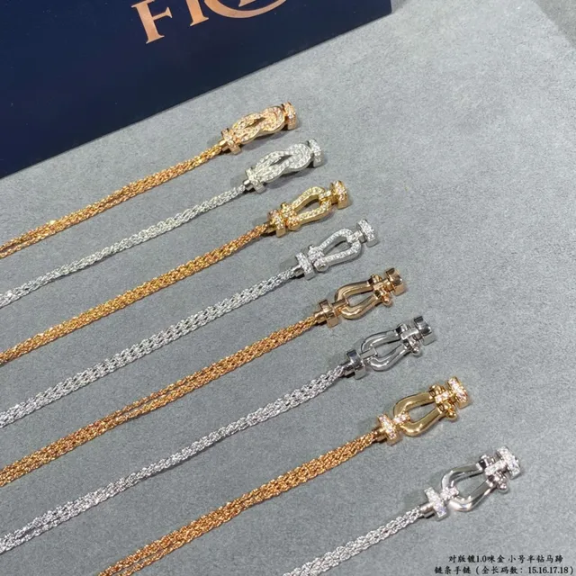 Gold Silver Chain-Link Horseshoe Clasp Bracelet 2