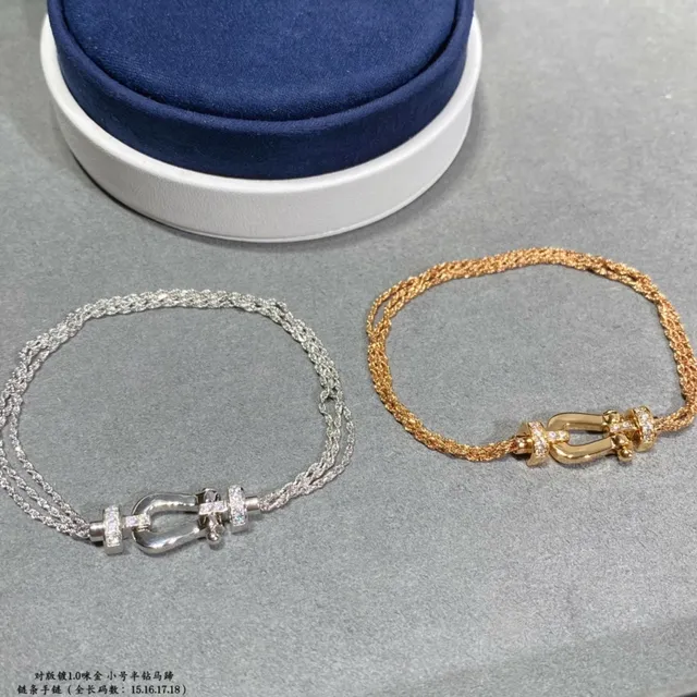 Gold Silver Chain-Link Horseshoe Clasp Bracelet 6
