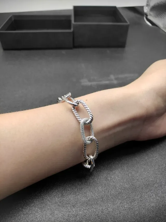 Gold Silver Chunky Oval Links Twisted Rope Detailing Bracelet 3