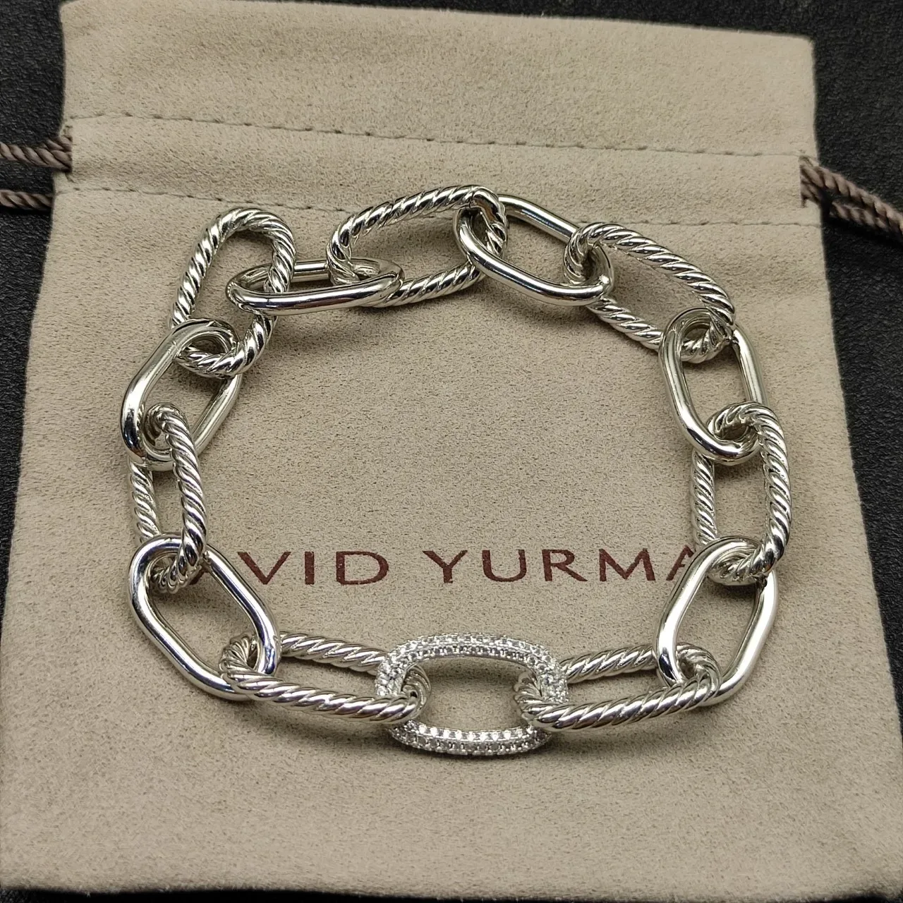 Gold Silver Chunky Oval Links Twisted Rope Detailing Bracelet 8