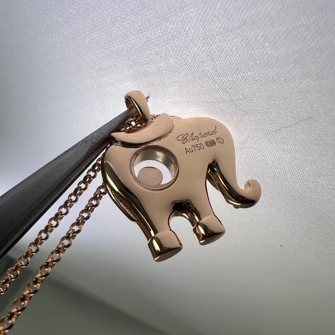 Gold Silver Elephant Silhouette Pavé-Set Clear Crystals Necklace 4