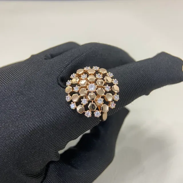 Gold Silver Geometric Honeycomb Motif Pavé Crystal Setting Brooch 5