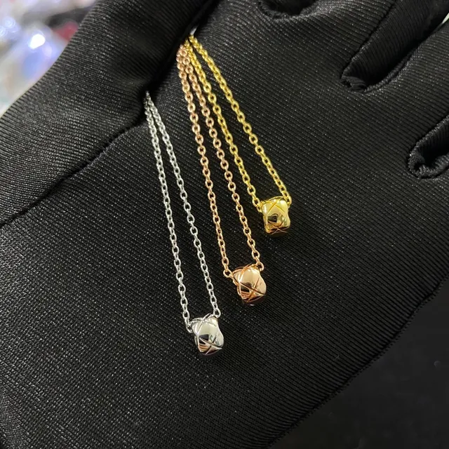 Gold Silver Geometric Knot Pendant Cable Chain Necklace 3