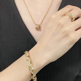 金银六边形蜂窝图案 Pavé-Set 透明宝石项链